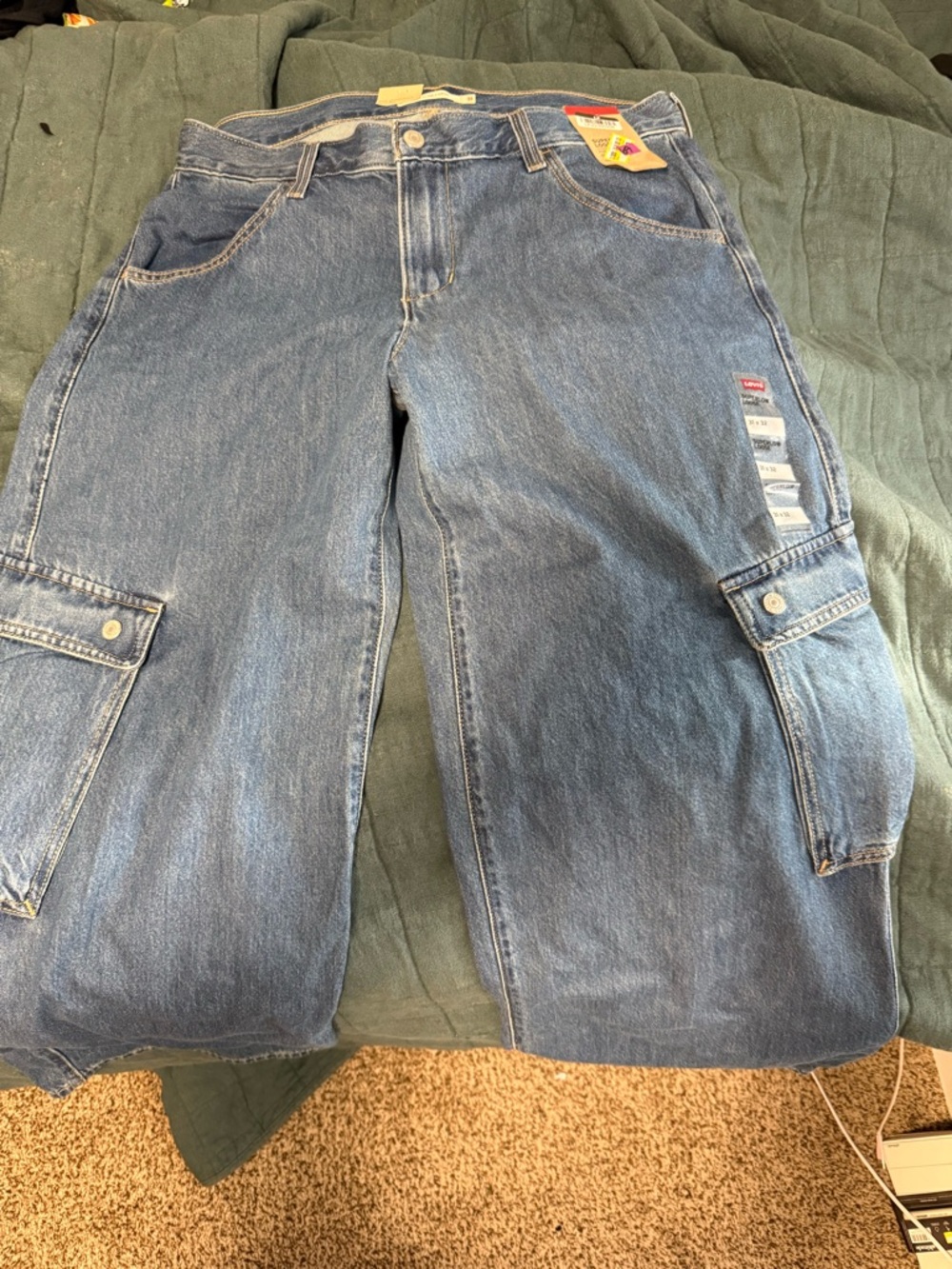 Levi's Blue Wide-Leg Cargo Jeans